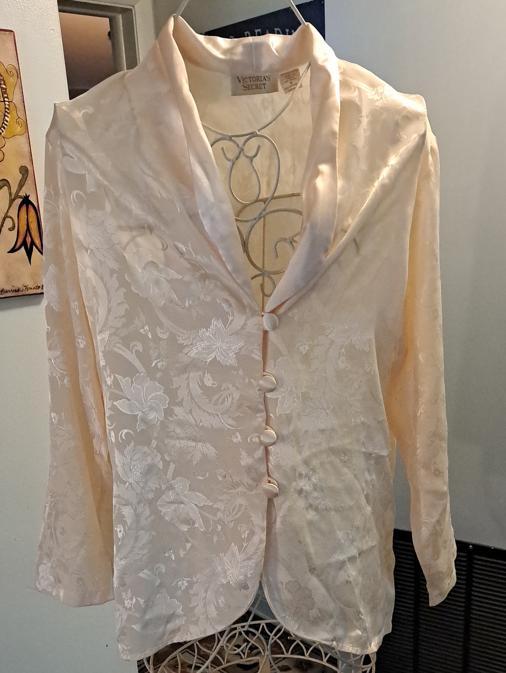 Victoria's Secret Gold Lable Vtg Cream Floral Pajama Set Sz S
